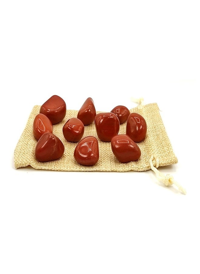 Plus Value أحجار اليشب الأحمر من بلس فاليو، حجر ناري لفاستو فنغ شوي، شاكرا أورا، كريستالات علاجية شخصية ريكي (200 غرام، مع حقيبة من الجوت) - Image 3